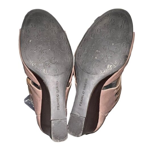 Franco Sarto Faryn Dress Sandal Size 10 Wedge Beige Taupe Leather Gladiator Shoe - Picture 7 of 10